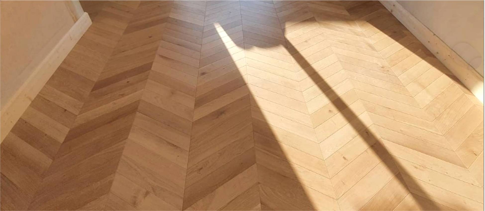 Oak Chevron Parquet installation by Jonathan Doyle of AD Sanding & Varnishing, Kilkenny, Ireland