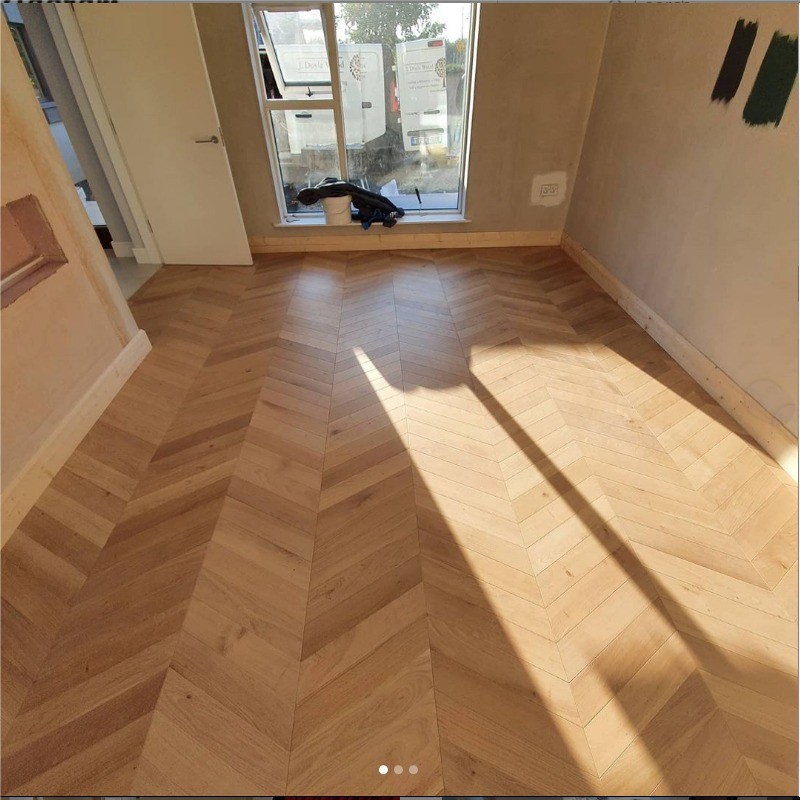 Oak Chevron Parquet installation by Jonathan Doyle of AD Sanding & Varnishing, Kilkenny, Ireland